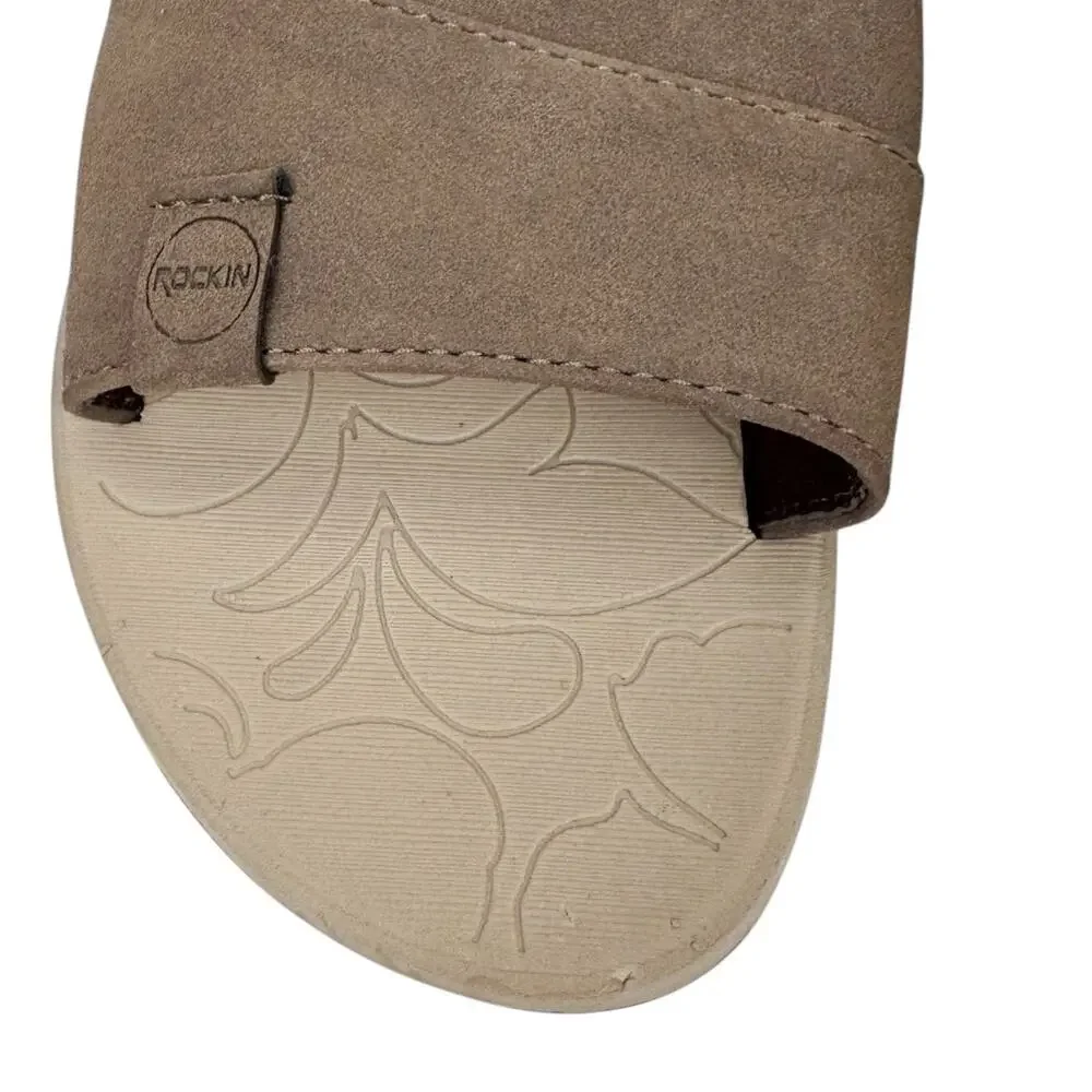 Rockin Brown Faux Suede Lightweight Padded Breathable Flip Flops Sz‎ 11 Comfort